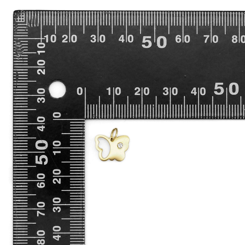 Gold Butterfly Charm with CZ on it, Sku#Y867