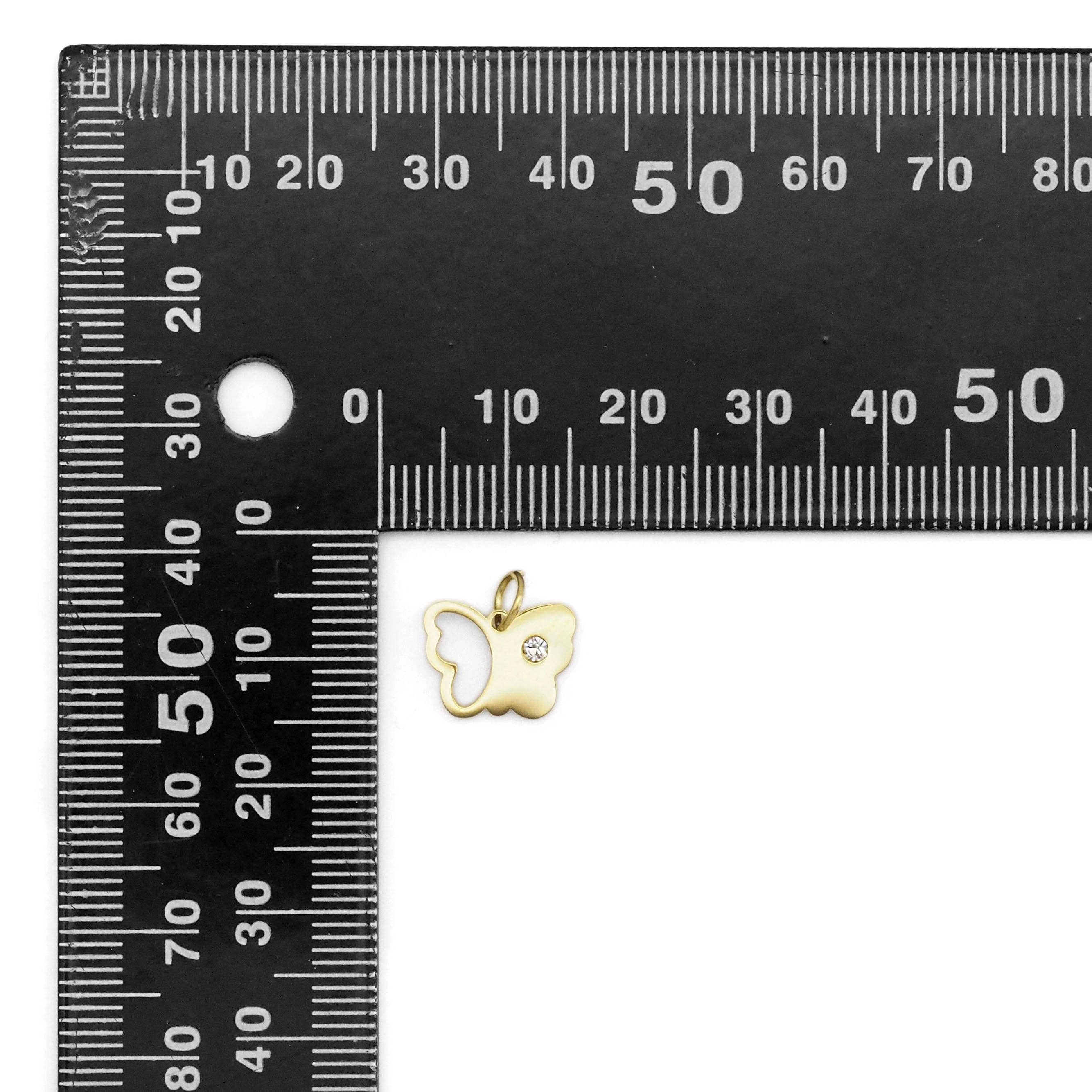 Gold Butterfly Charm with CZ on it, Sku#Y867