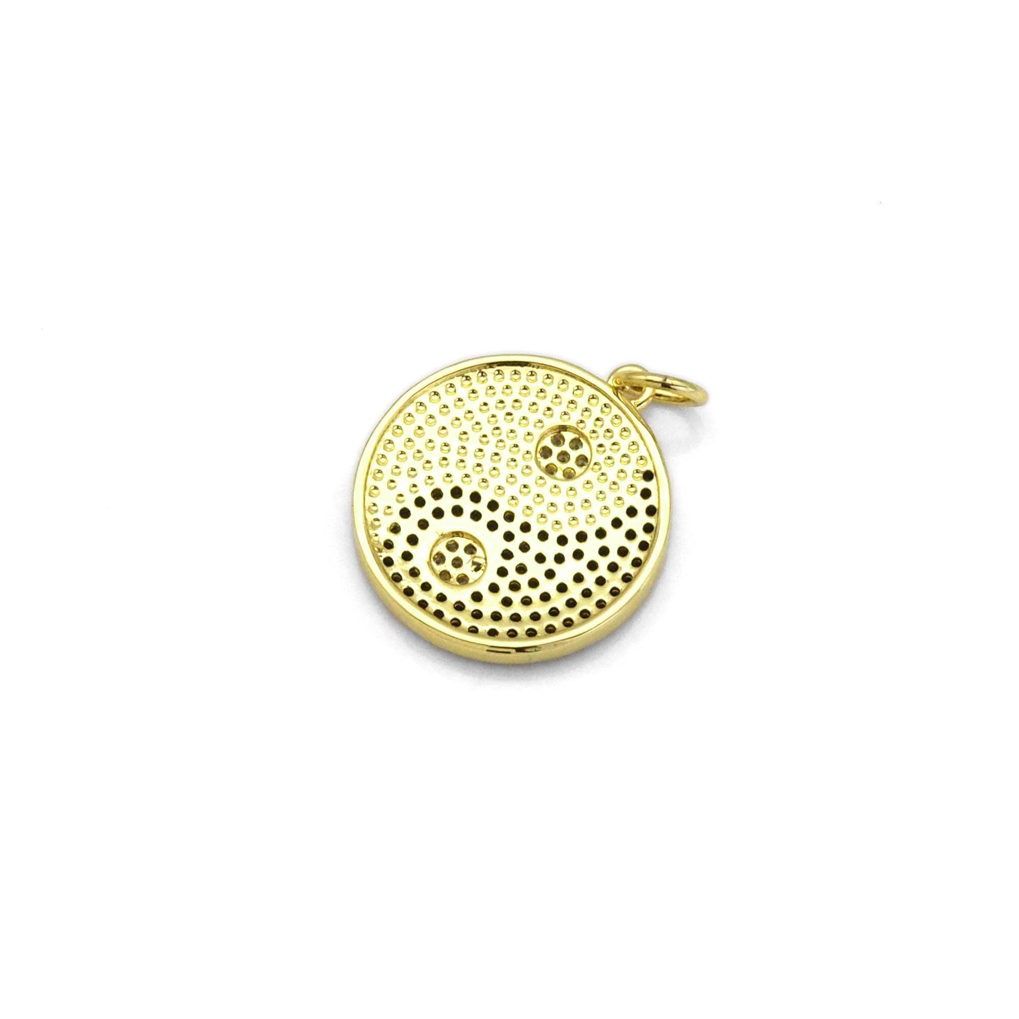 Gemstone CZ Pave Taiji Yinyang Charm, Sku#LX259