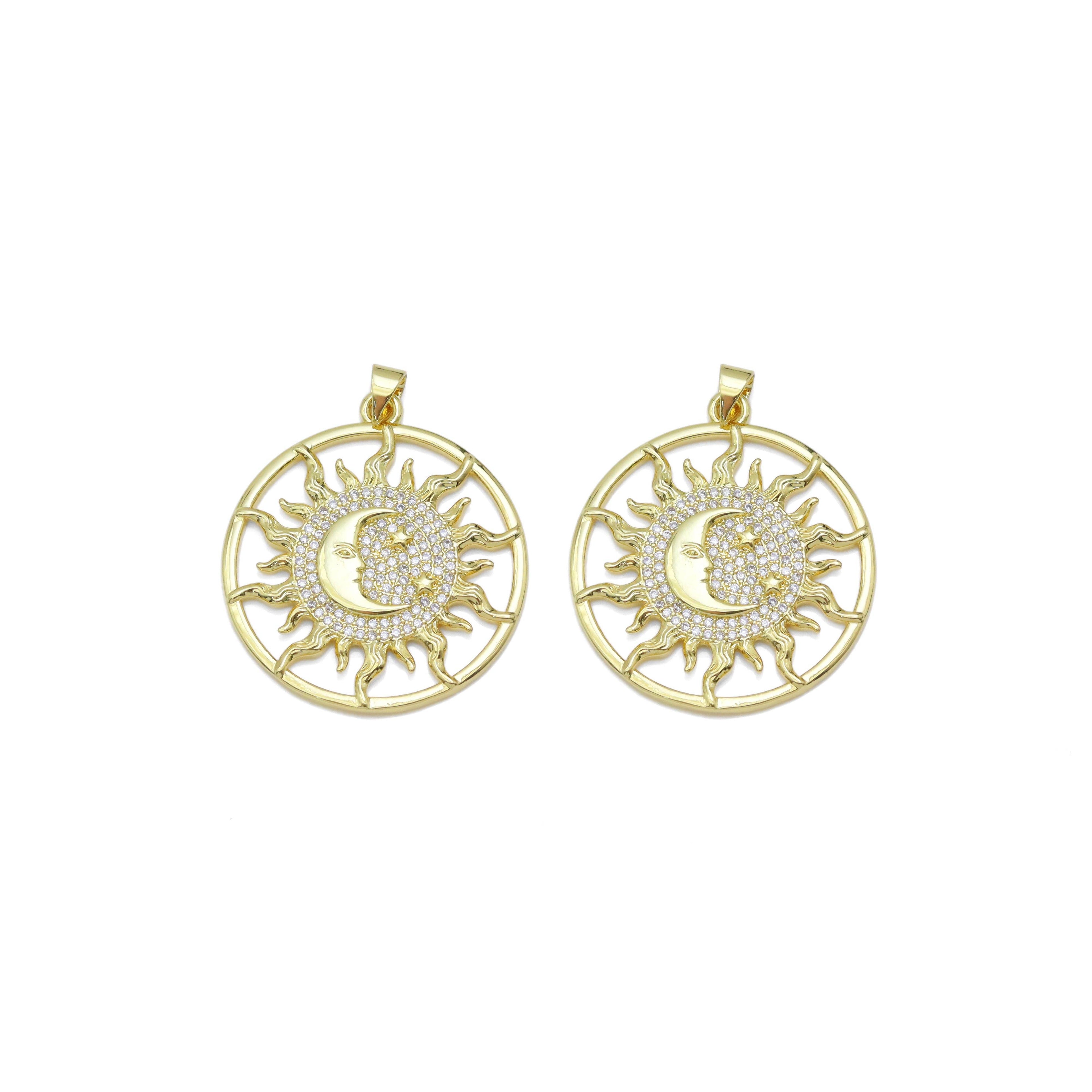 CZ Sun Cresent Moon Star Charm, Sku#LK917