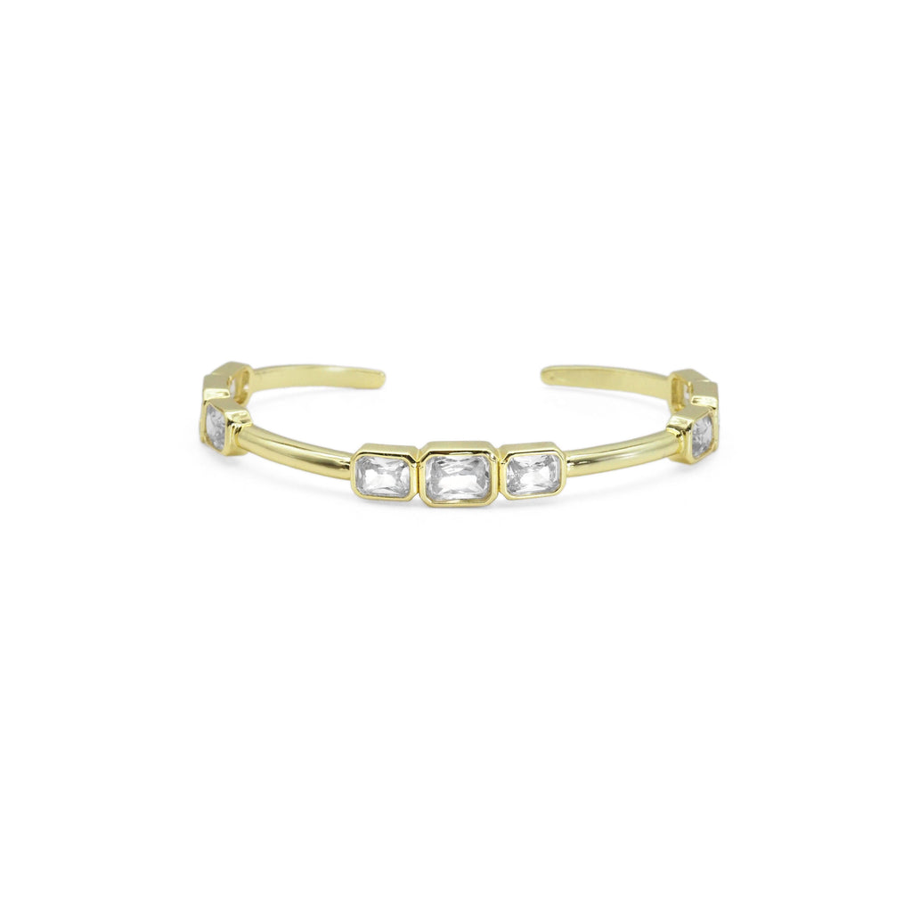 Gold Rectangle CZ Bracelet, Sku#LX404