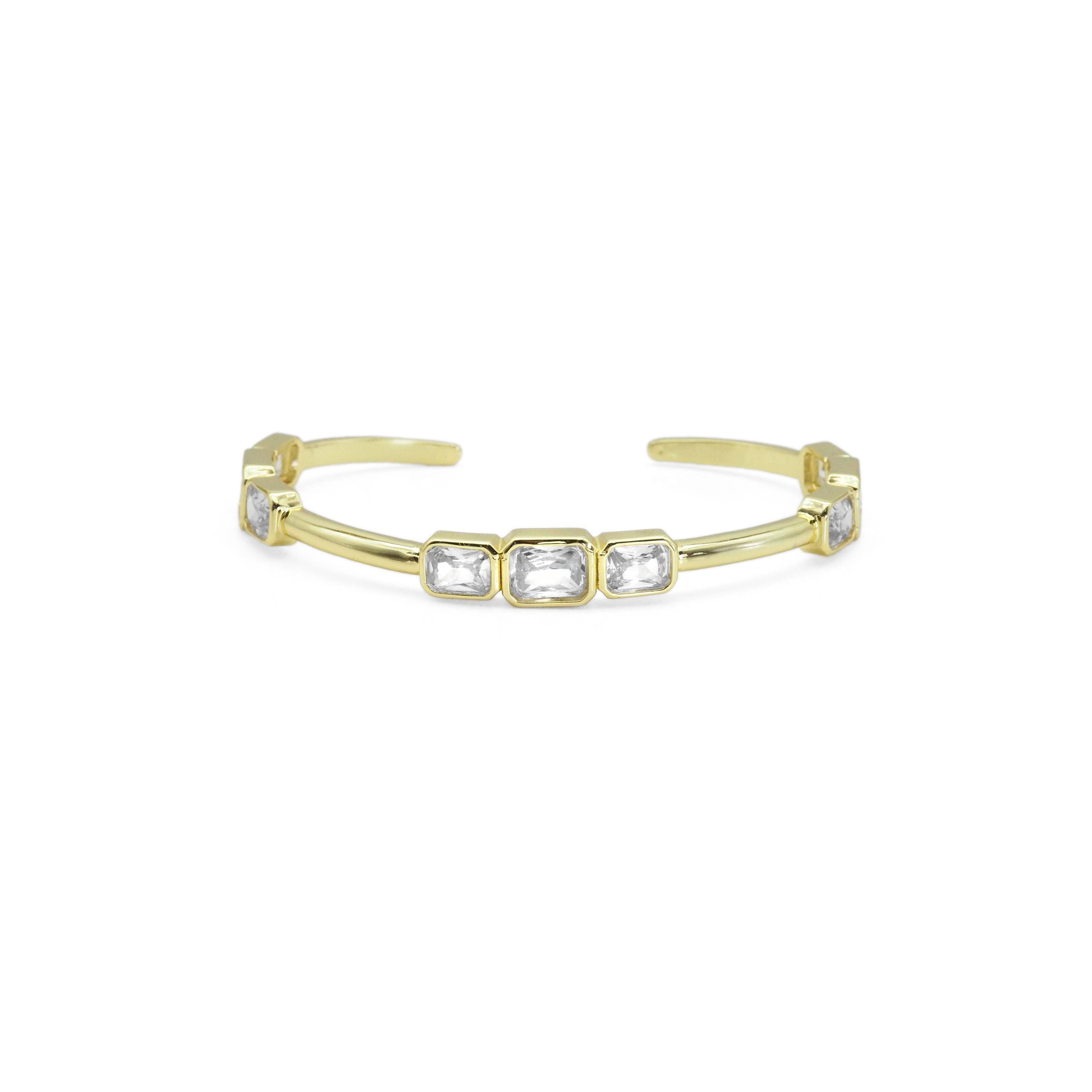 Gold Rectangle CZ Bracelet, Sku#LX404