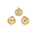 MOP Micro Pave CZ Hand Signal Gesture Charm, Sku#F1526C