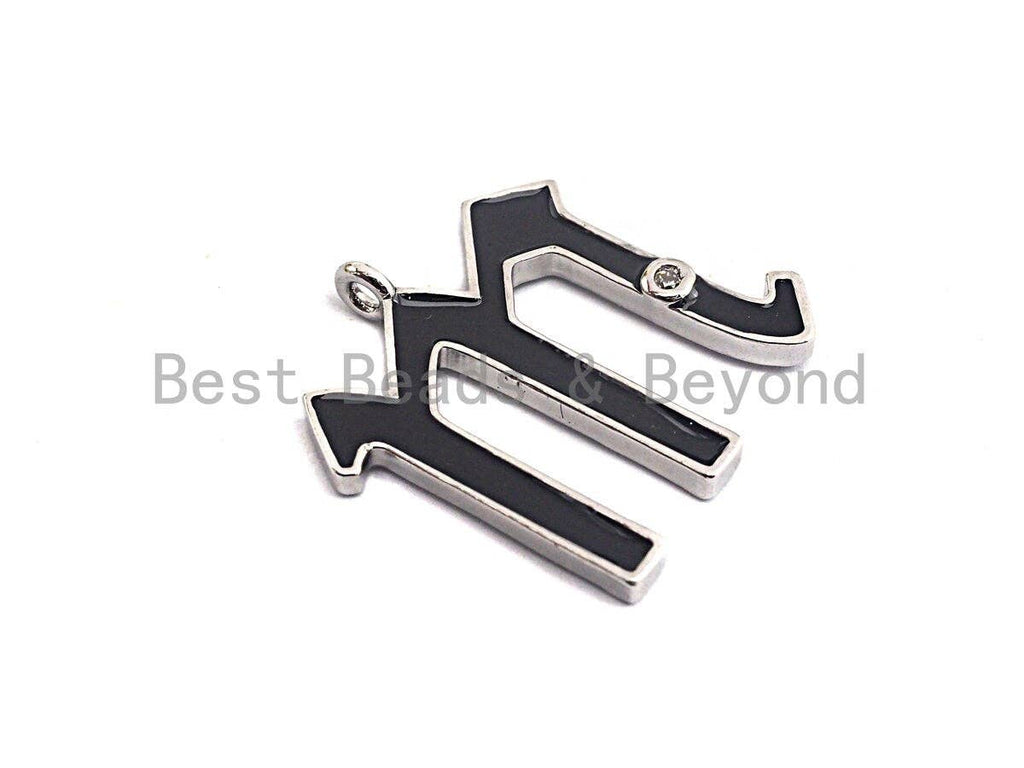 Enamel pave alphabet letter, Alphabet Charms, Initial Alphabet Letters, Custom Naming Pendants, Initial Letter m Pendant, 21x23mm,sku#B122