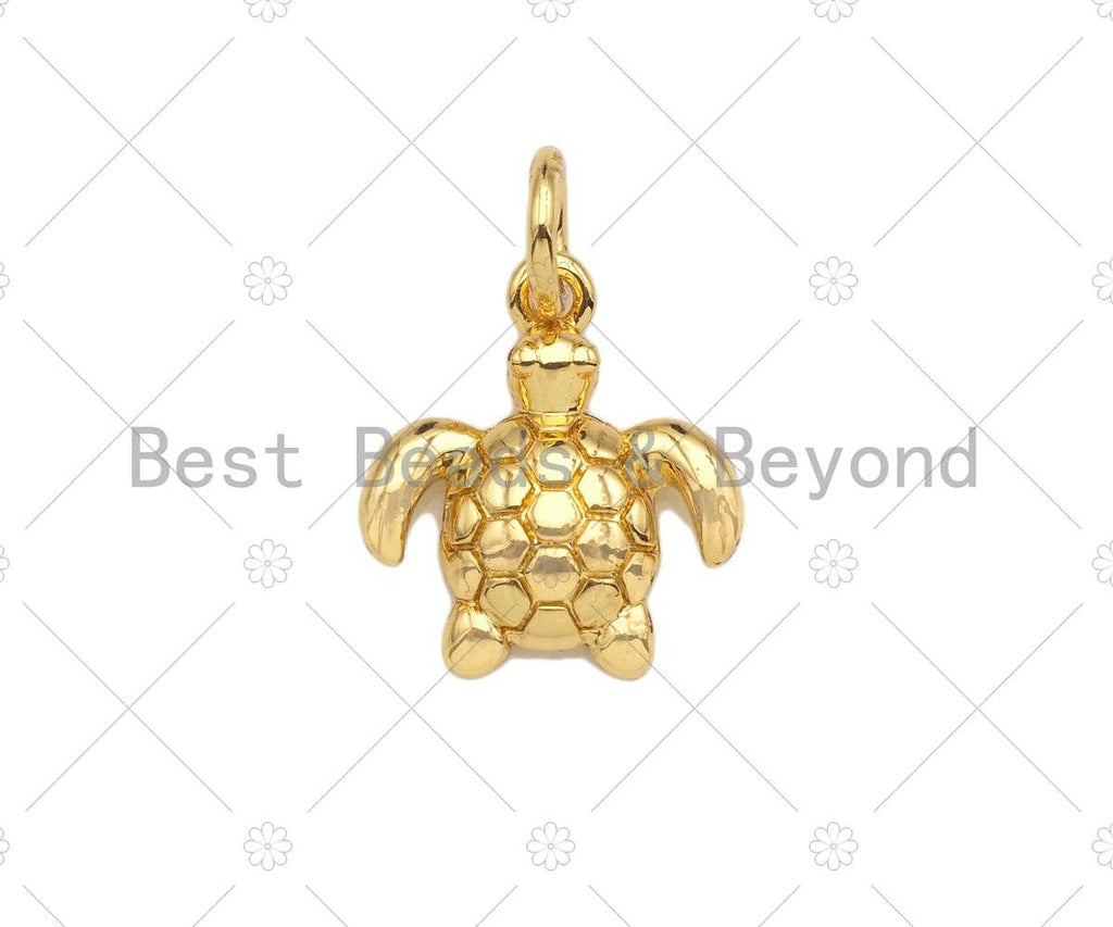 18k Dainty Gold Turtle Shape Pendant/Charm,Cute Turtle Charm, Necklace Bracelet Charm Pendant,11x13mm, Sku#Y401