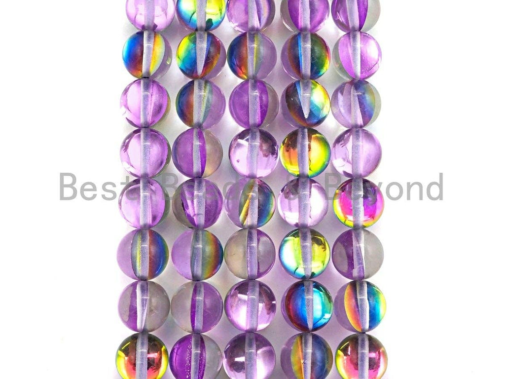 NEW COLOR-Mystic Aura Purple Rainbow Spectrolite Quartz, Quality Crystal Round beads, 8mm/10mm Round beads, 15.5inch strand, sku#U601