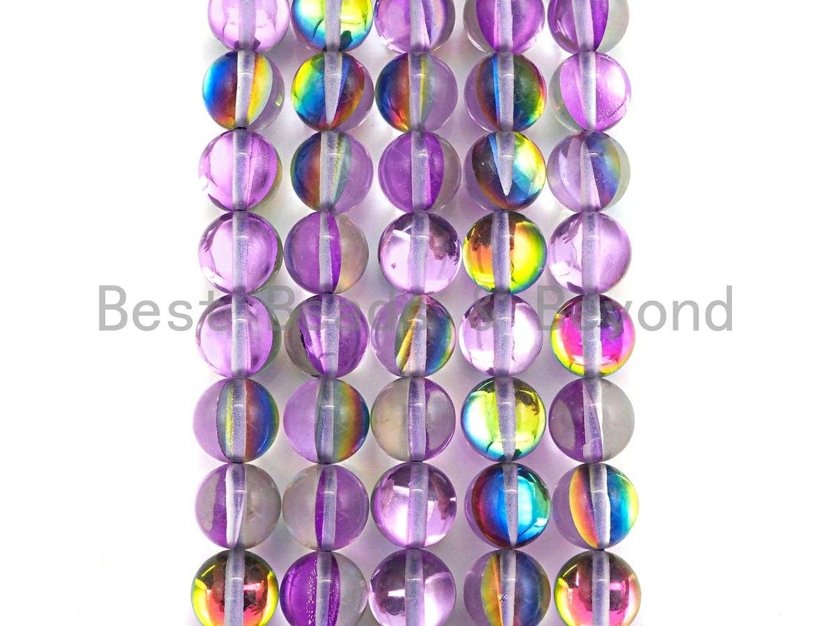 NEW COLOR-Mystic Aura Purple Rainbow Spectrolite Quartz, Quality Crystal Round beads, 8mm/10mm Round beads, 15.5inch strand, sku#U601