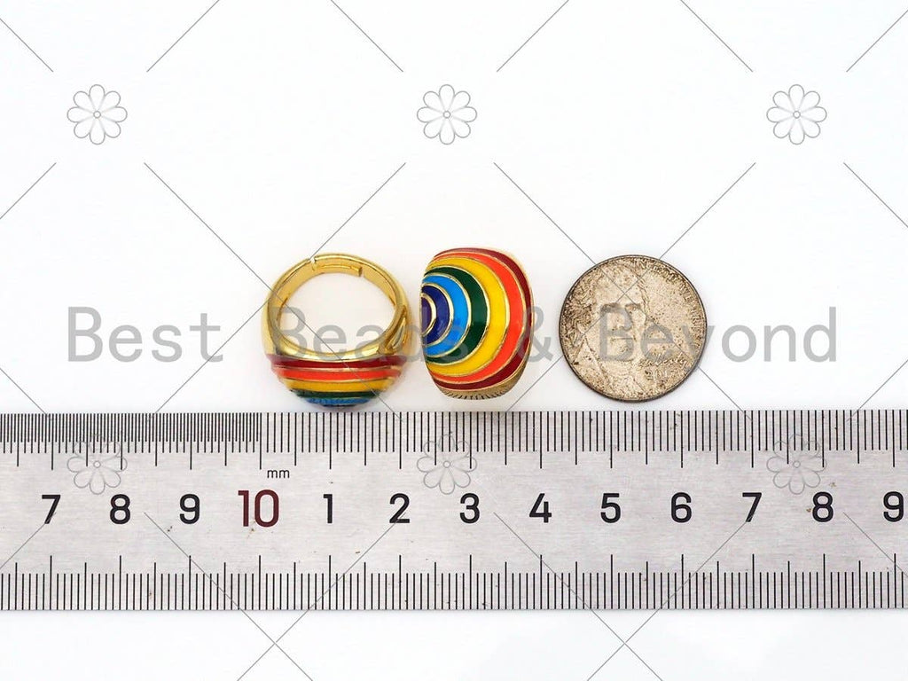 Colorful Enamel Rainbow Shape Adjustable Ring,Sku#O77