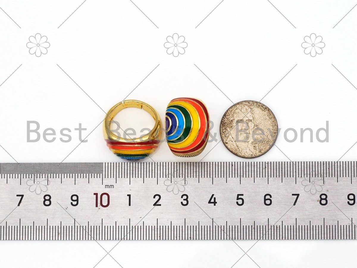 Colorful Enamel Rainbow Shape Adjustable Ring,Sku#O77