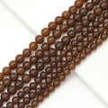 Brown Jade Round Smooth Beads, Sku#U1823