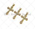 CZ Micro Pave Cross Shape Pendan,18K Dainty Gold Charm, Necklace Bracelet Charm Pendant,16x25mm,Sku#JL34