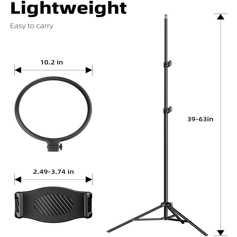 Weilisi 10.5" Ring Light with 69" Tripod Stand and Phone Holder Kit, Full-Screen Zoom Lighting for Video Recording, Makeup, Live Stream, Dimmable LED Selfie Ring Light Tripod for Iphone with Remote