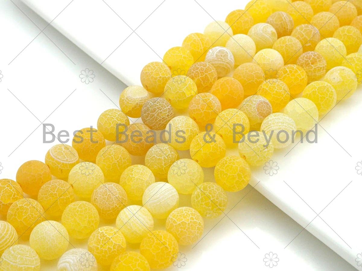 High Quality Natural Yellow Frosted Matt Fire Agate, Round 6mm/8mm/10mm/12mm Yellow Fire Agate, 15.5" Full Strand, sku#UA149