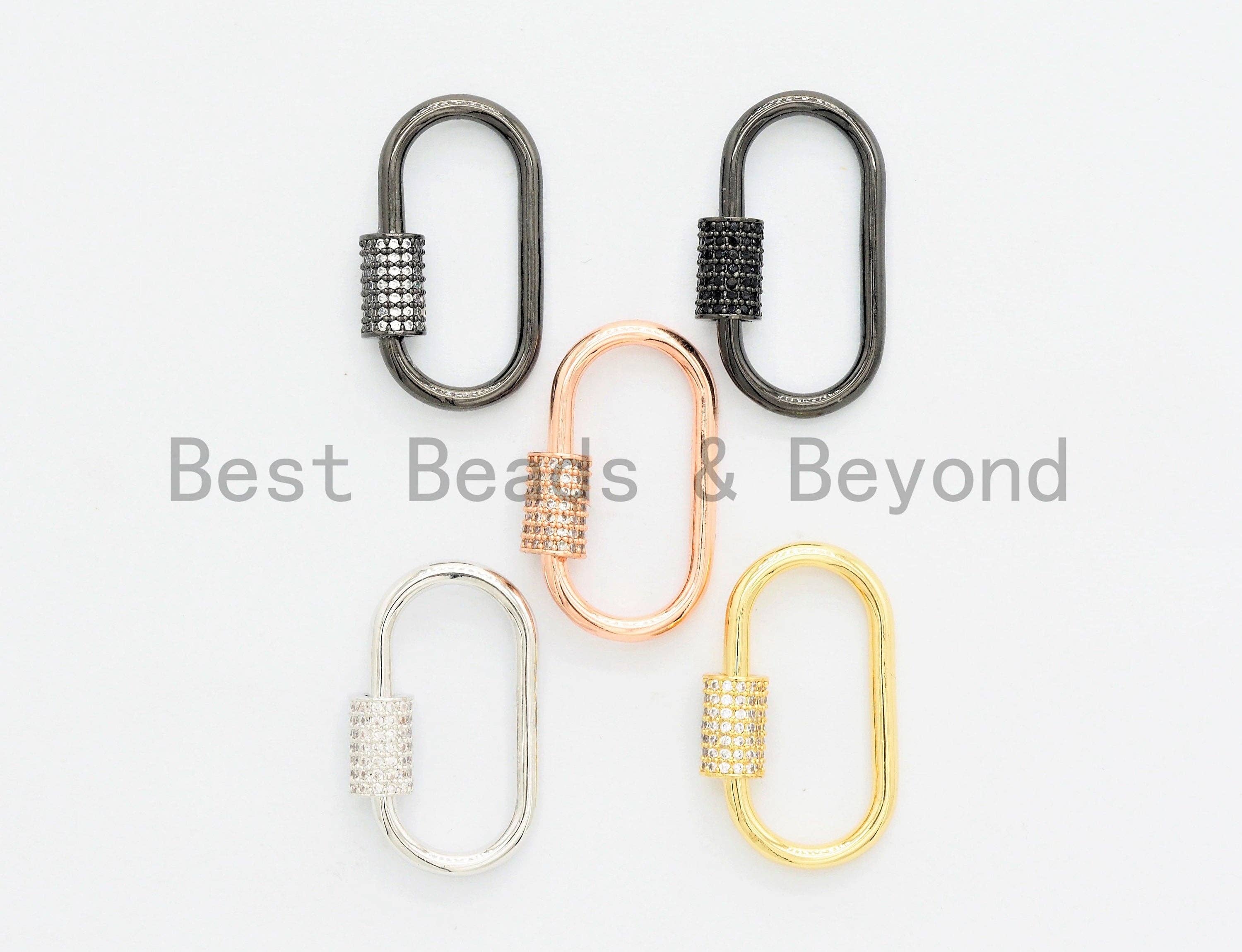 CZ Micro Pave Oval Shape Clasp, Gold/Rose gold/Gunmetal/Silver Plated U Shape Clasp, Pave Carabinar Clasp,14x27mm, sku#H136