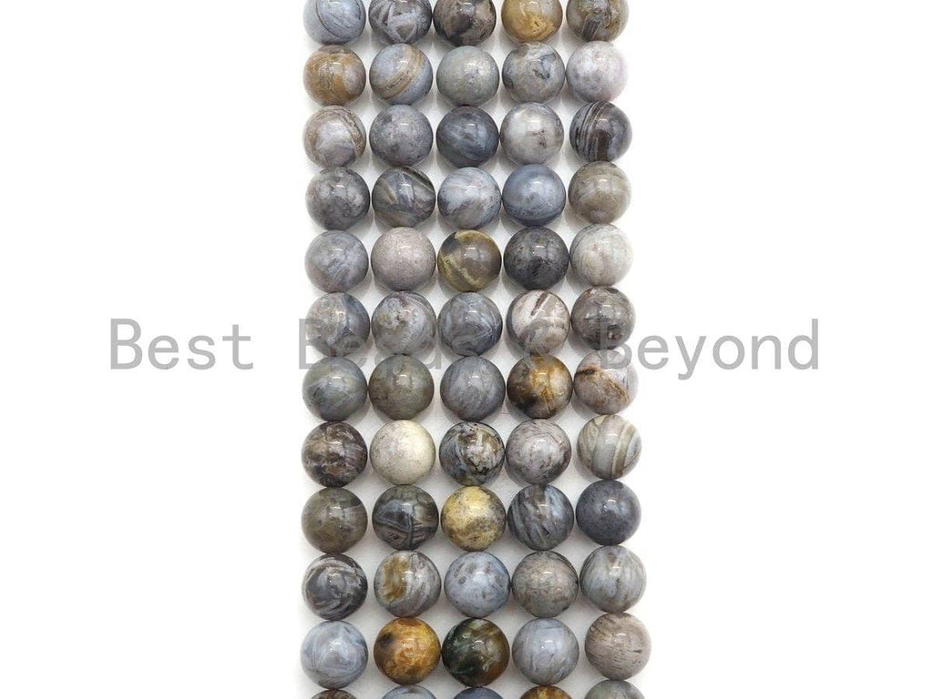 Quality Natural Silver Needle Agate Beads, 6mm/8mm/10mm/12mm Round Agate Beads, 15.5" Full Strand, Sku#U803