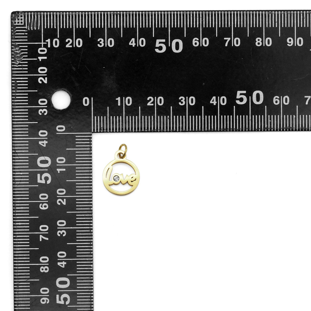 Plain Gold Love Circle Charm with Diamond, Sku#Y869