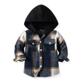 Feidoog Toddler Baby Boys and Girls Plaid Shirts Hooded Jacket-Long Sleeve Lapel Button Down Shirt-Top Outwear Clothes-Dark Blue- 2-3T - # BAAA61110010