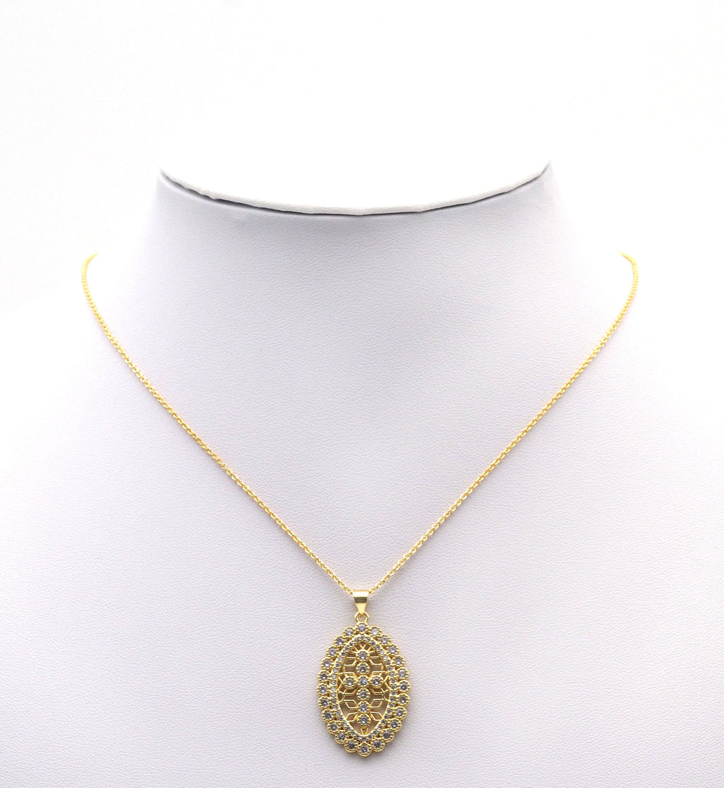 Diamond Cross Oval Charm, Sku#LX178