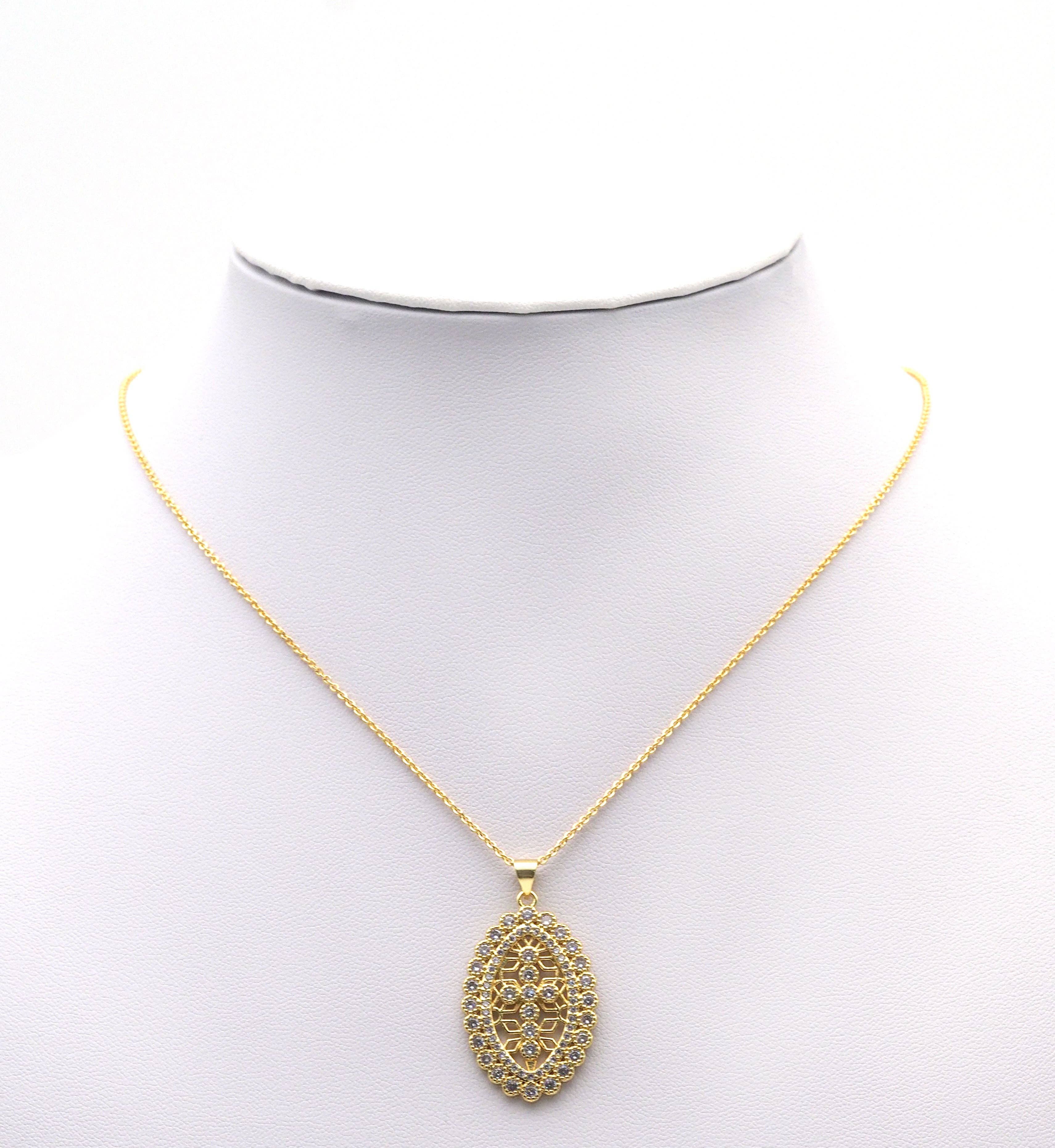 Diamond Cross Oval Charm, Sku#LX178