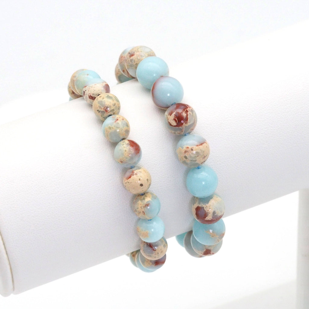 Natural Amazonite Round Smooth Stretchy Bracelet, 8mm/10mm, Sku#EF369