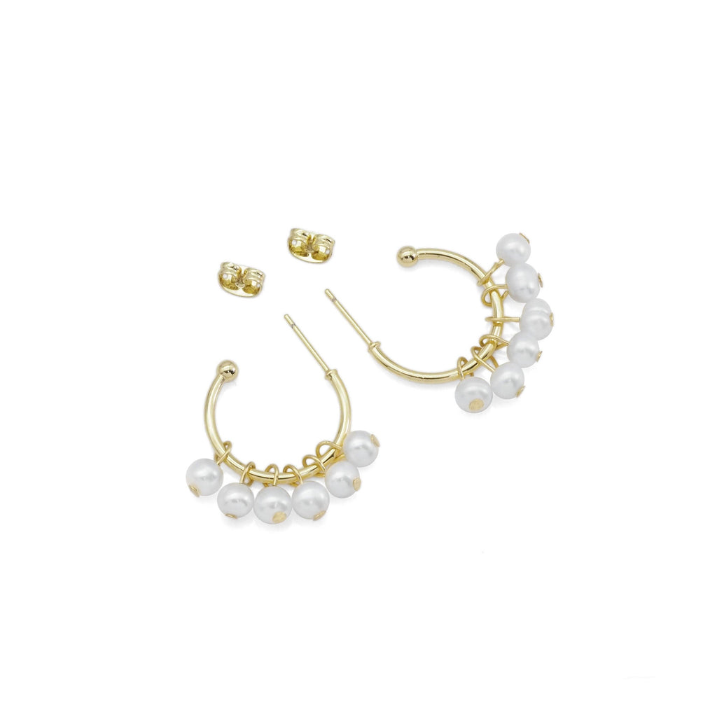 Freshwater Pearl Cluster Hoop Earrings, Sku#EF478