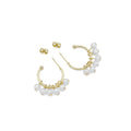 Freshwater Pearl Cluster Hoop Earrings, Sku#EF478