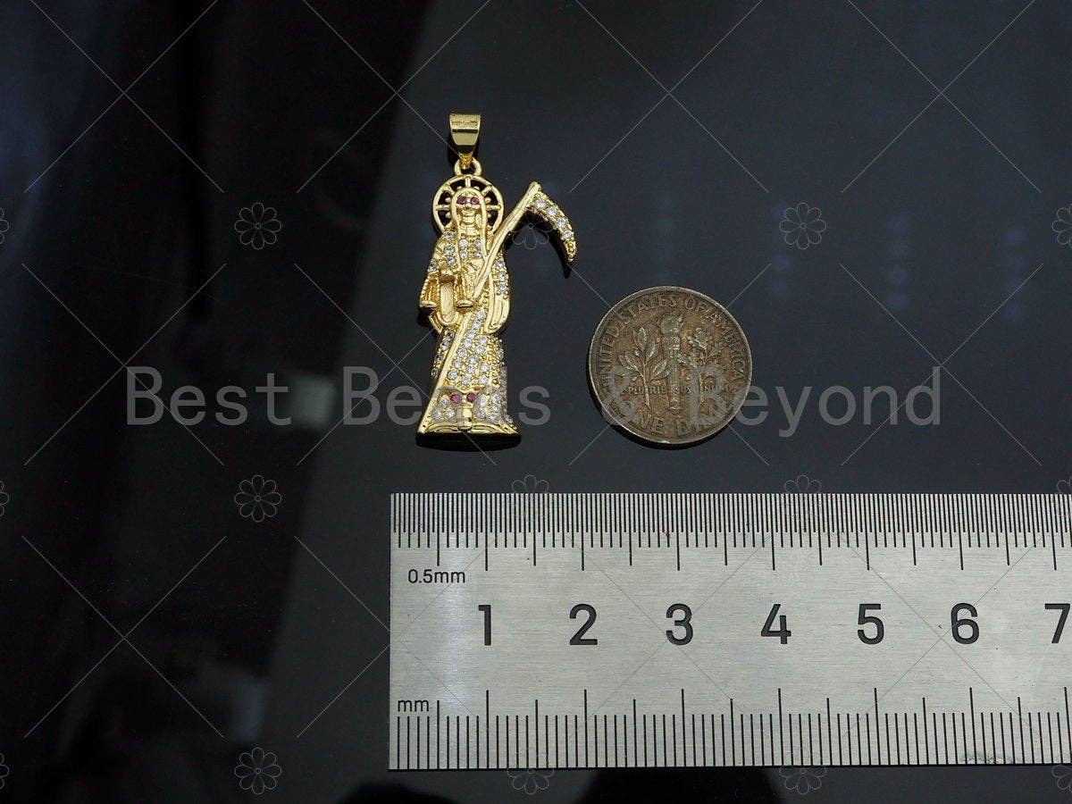 CZ Micro Pave Imperial Bodyguard  Shape Pendant/Charm, 18K Dainty Gold Charm, Necklace Bracelet Charm Pendant,16x33mm, Sku#LD29