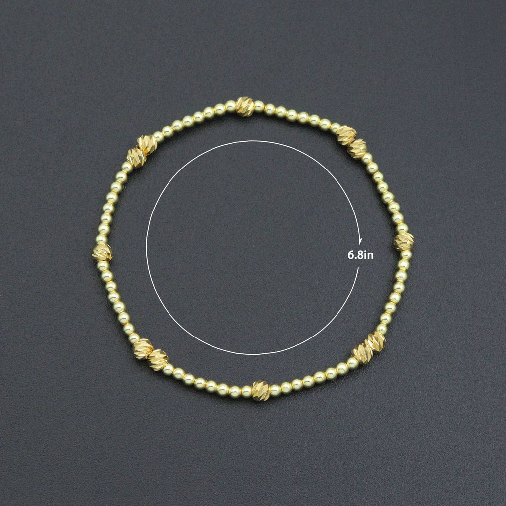 Gold Hematite with Swirl Spacer Ball Beads stretchy Bracelet, Sku#EF689