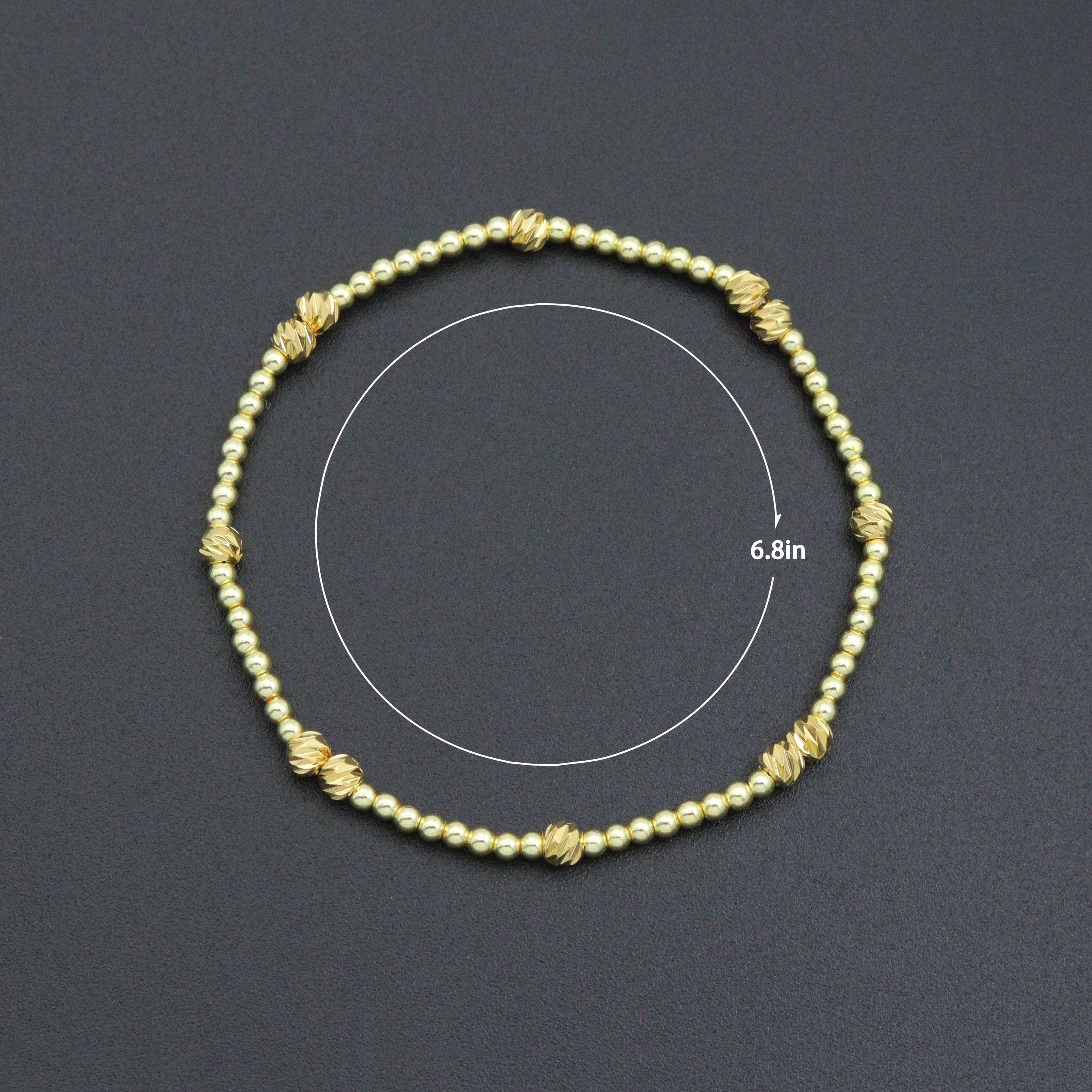 Gold Hematite with Swirl Spacer Ball Beads stretchy Bracelet, Sku#EF689