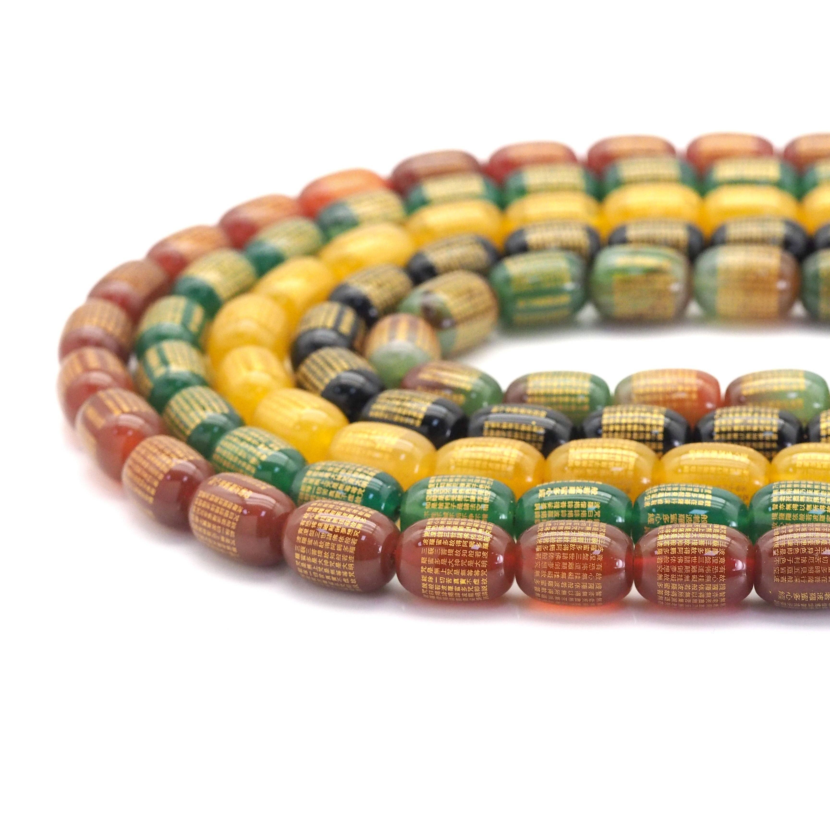 Barrel Agate Beads with Golden Lines, Sku# U1747