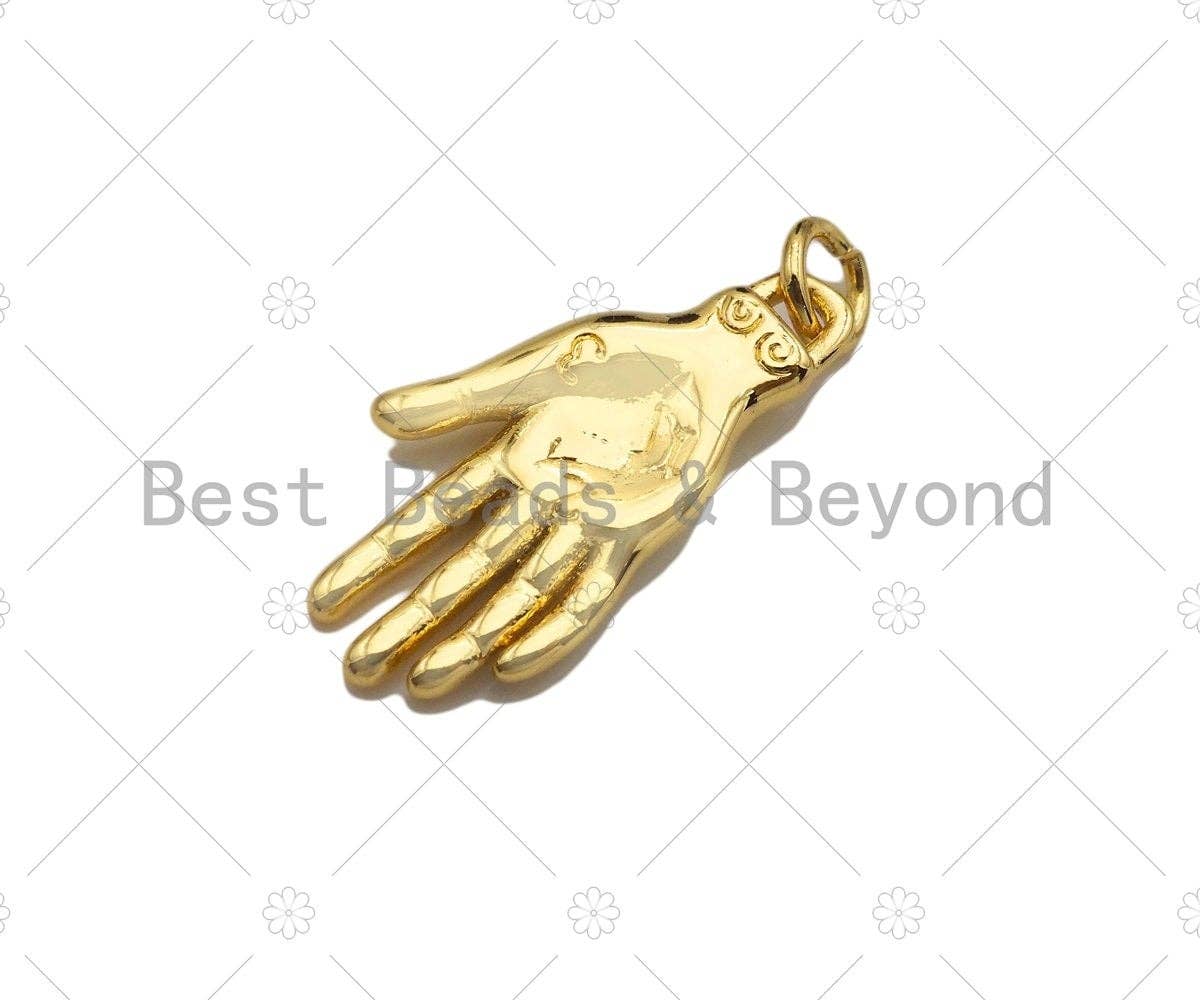 Dainty Gold Hand Shape Pendant/Charm, Gold Palm Charm, Necklace Bracelet Charm Pendant,10x20mm, Sku#Z1278