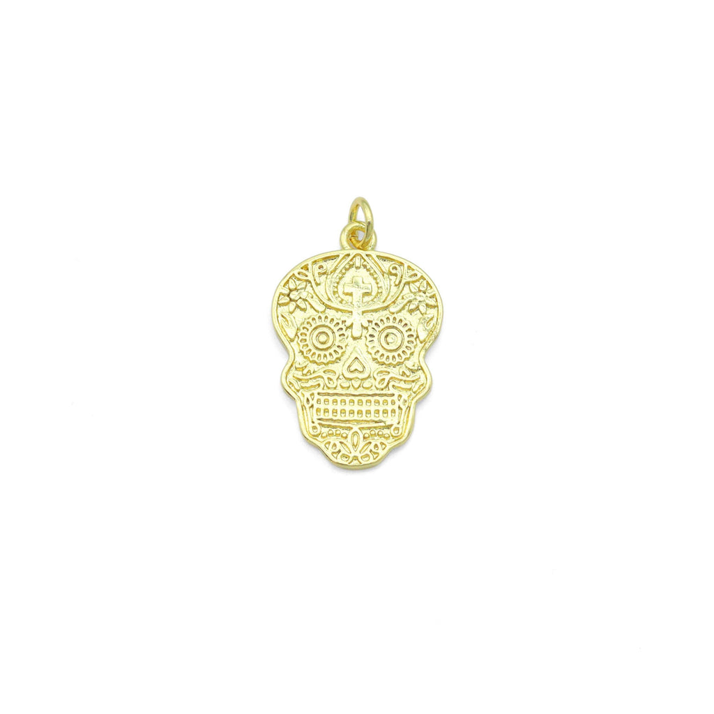 Gold Skull Head Charm Pendant, Sku#LK1103