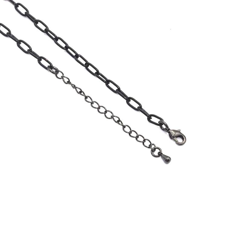 Thin Paperclip Black Chain Flower Adjustable Necklace,sku#EF314