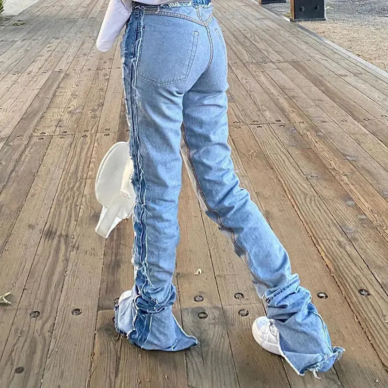 Flairé™ Stacked Jeans Women – High Waist Stretch Denim Bell Bottom Pants