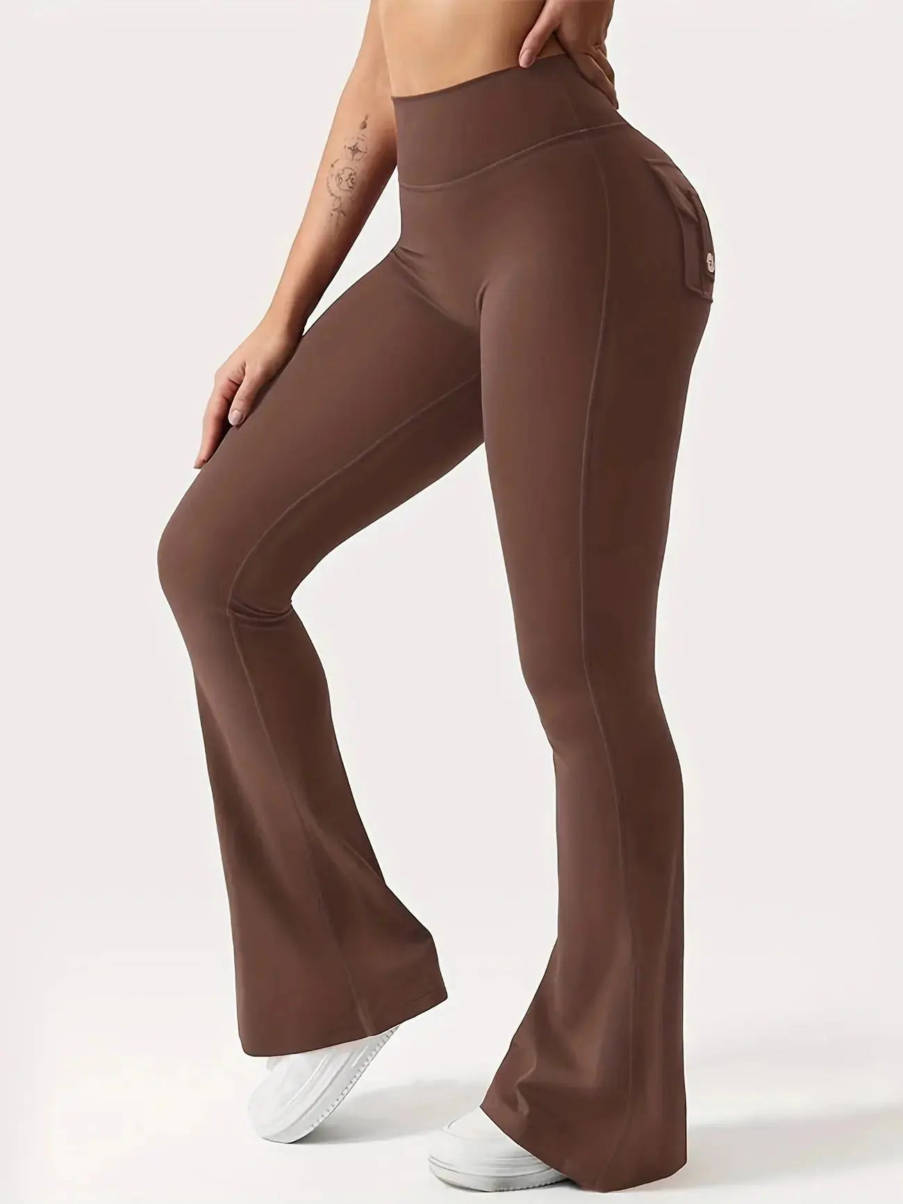 Pantalon de yoga évasé taille haute | Legging évasé Flairé™ avec poches