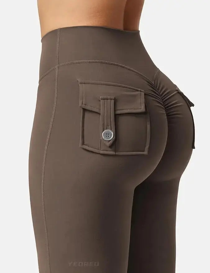 Pantalon de yoga évasé taille haute | Legging évasé Flairé™ avec poches