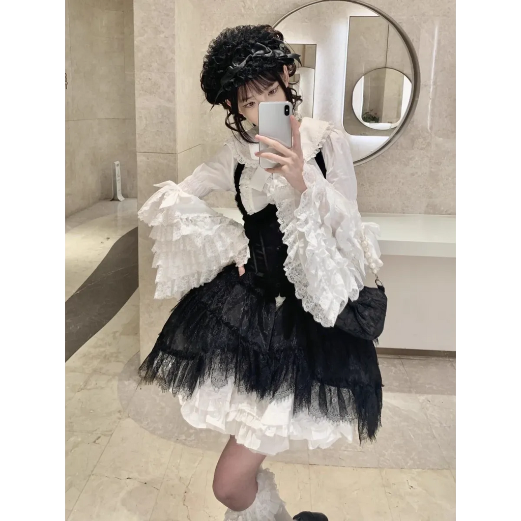 Kawaii Flare Sleeve Bow Blouse