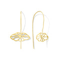 Flower Pull Threader Earrings Recycled Brass Lightweight Floral Dangle Handmade