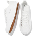 FRACORA Women's PU Leather Tennis Shoes Low Top lace up Casual Shoes Comfortable Fashion Sneaker 8 White - # GIAA73710002
