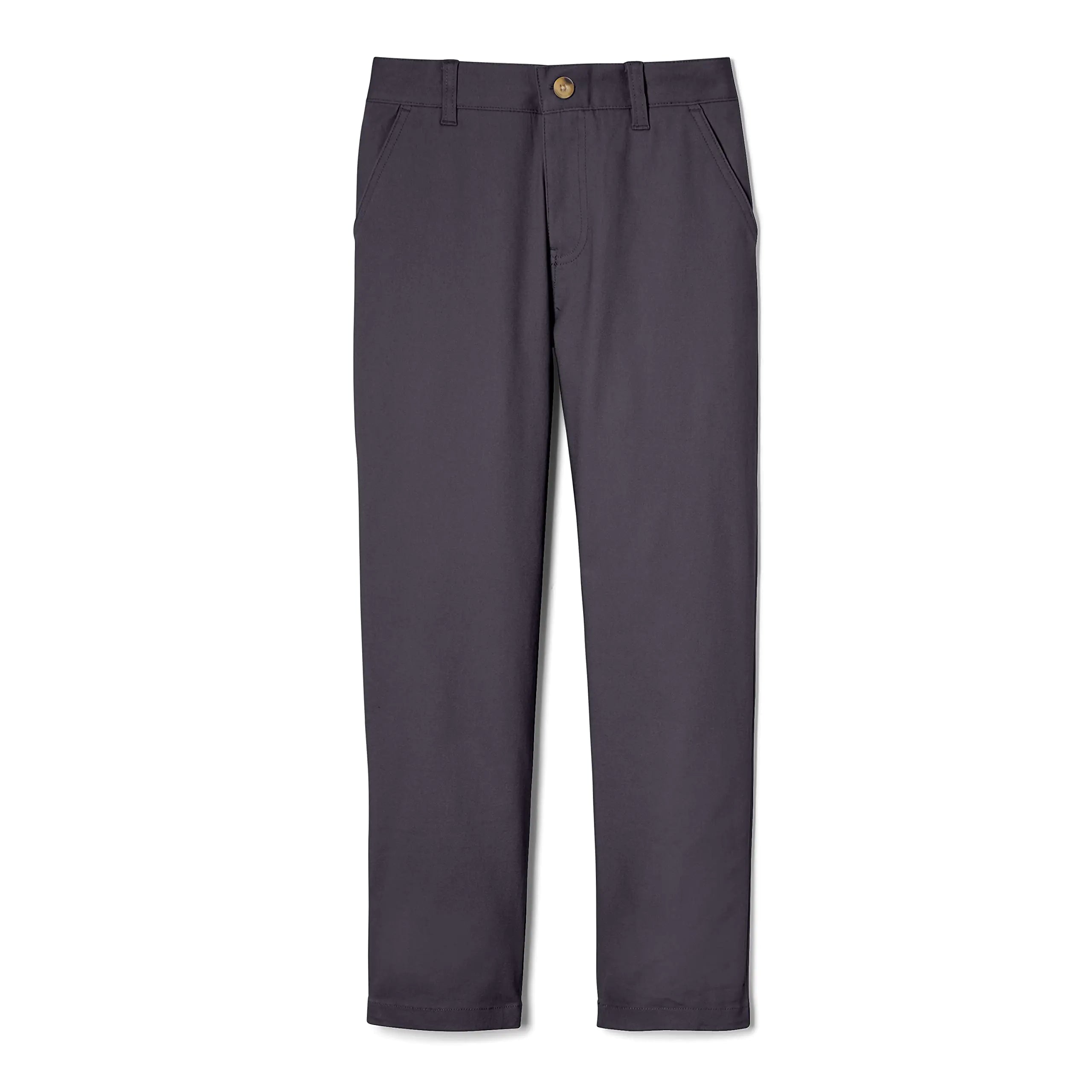 French Toast Boys' Adjustable Waist Straight Fit Stretch Twill Chino Pant 10 School Uniform Heather Gray - # BOAA12410003