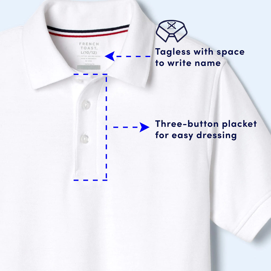 French Toast Boys' Short Sleeve Pique Polo Uniform Shirt (Standard & Husky) 3T Light Blue - # BOAA11510003