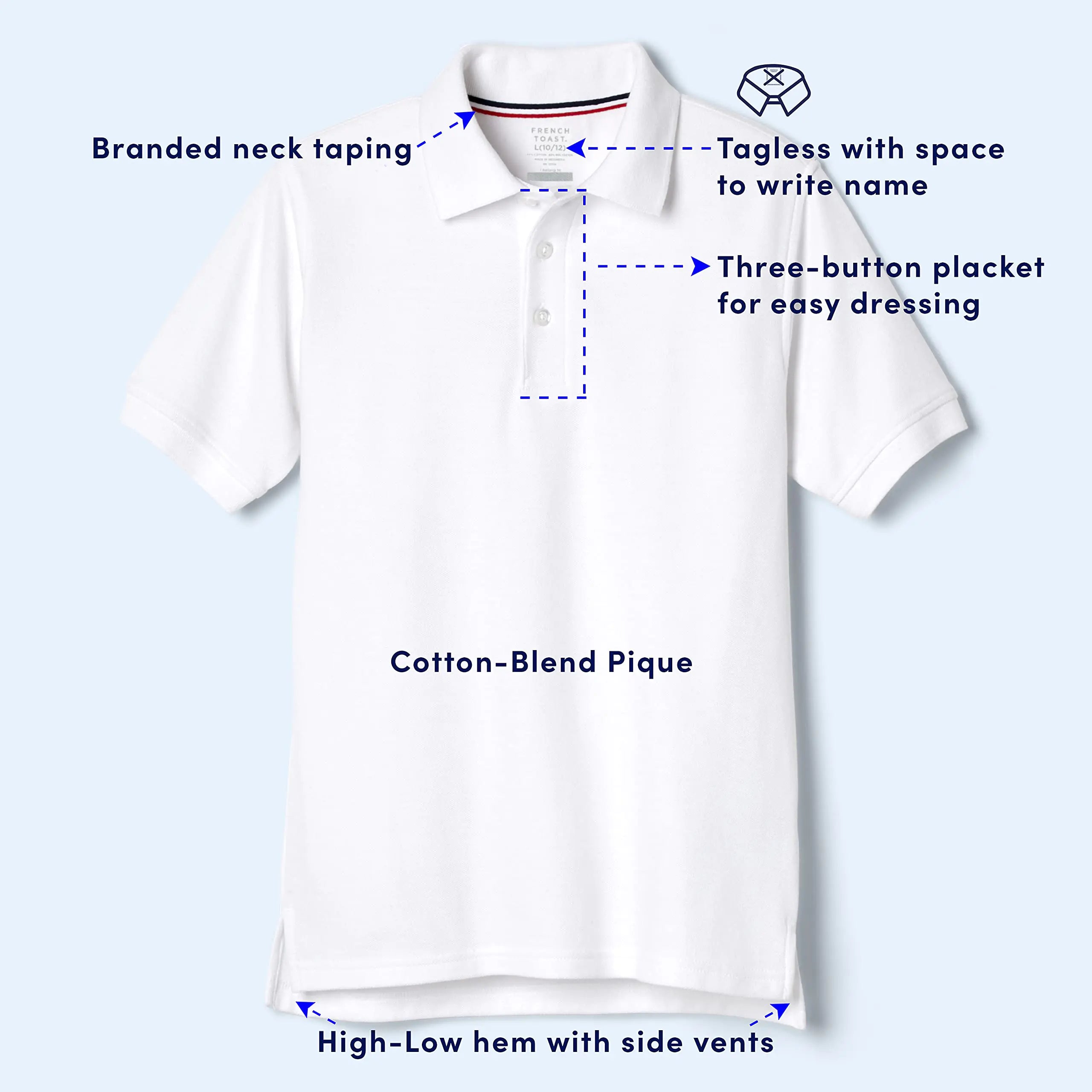 French Toast Boys' Short Sleeve Pique Polo Uniform Shirt (Standard & Husky) 3T Light Blue - # BOAA11510003