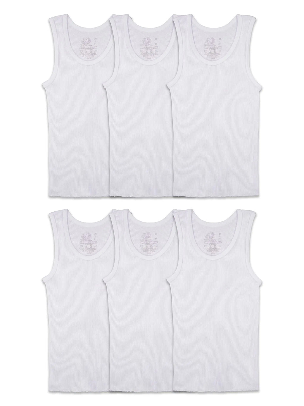Fruit of the Loom Boys' Cotton White T Shirt 4-5T Tank - Toddler - 6 Pack - White - # BOAA11510012