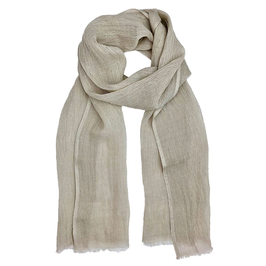 Gauze Linen Scarf Handwoven Airy Lightweight Raw Eyelash Fringe 5 Colors
