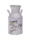 Metal Holiday Milk Can 3 Chickadees