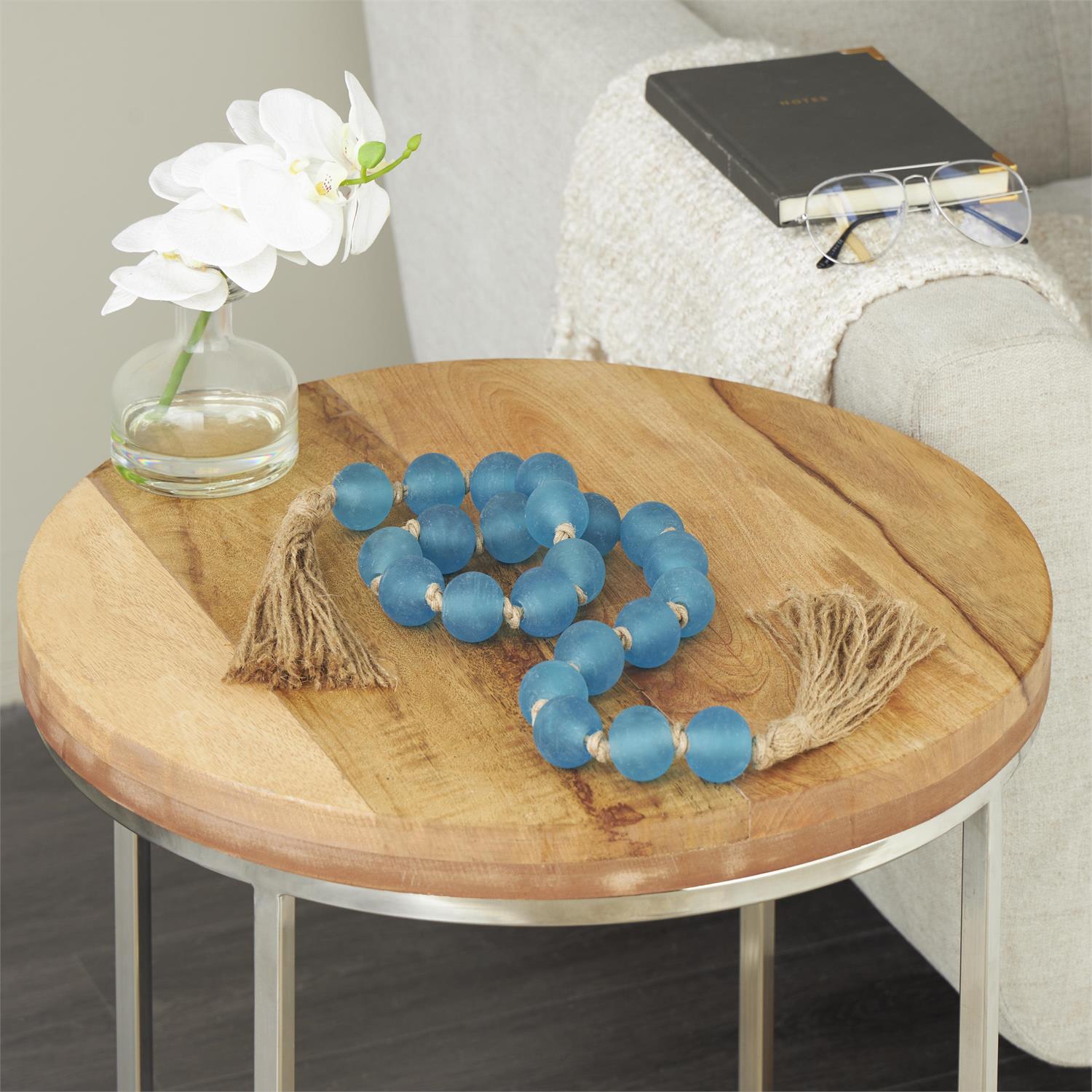 Frosted Glass Beaded Garland with Tassel