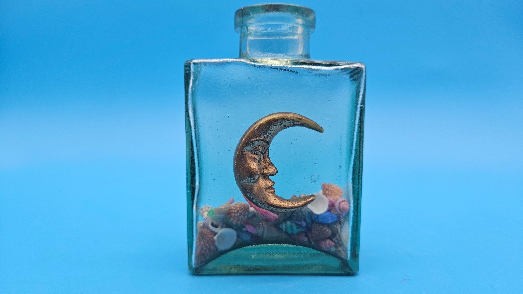 Glass Bottles with Shells – Coastal Decorative Accents Celestial Set of 3