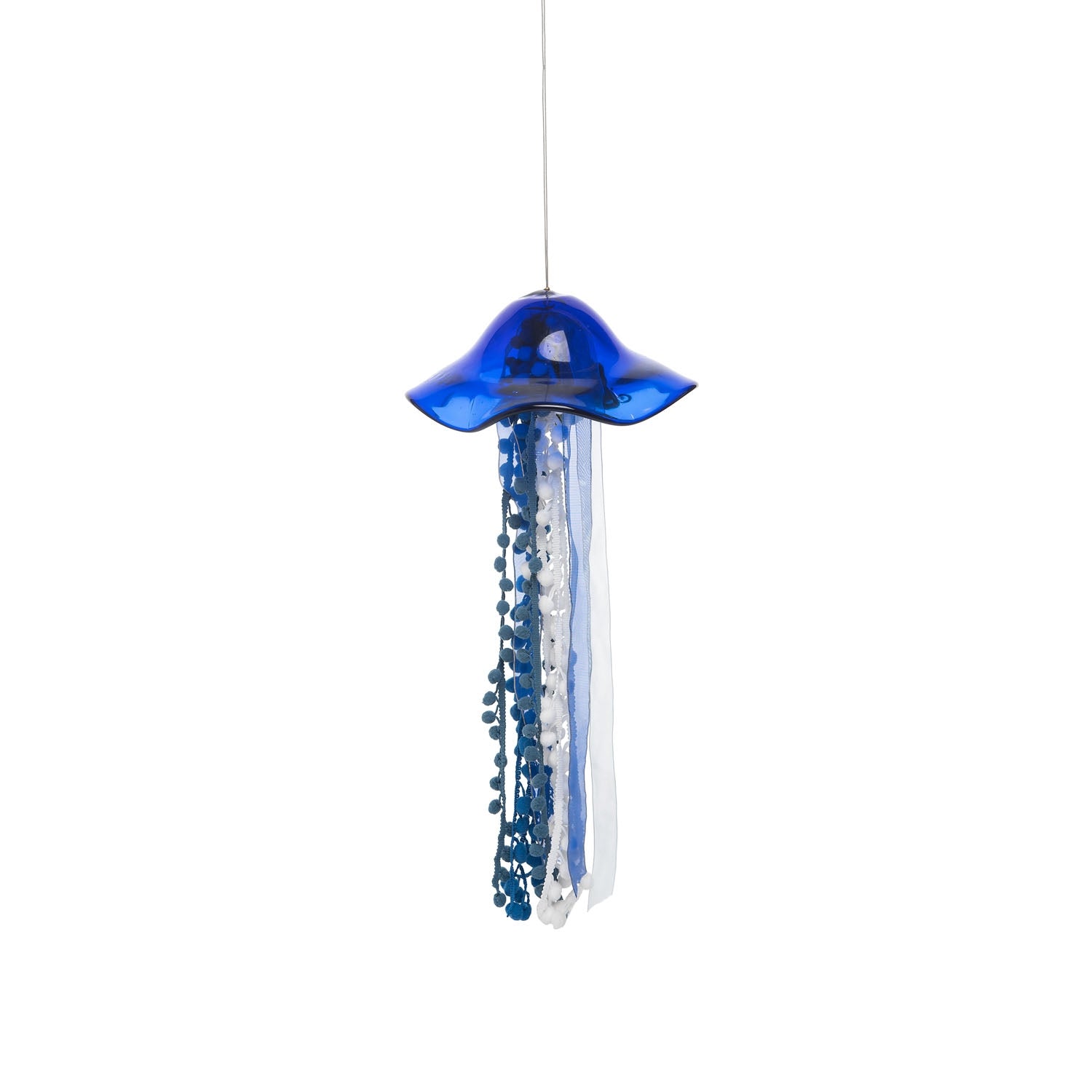 Glass Jellyfish Suncatcher with Ribbon Trim