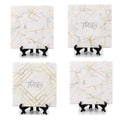 Golden Geometric Ceramic Coaster 4 Inch Cork Back Modern Thirsty Coaster Single Or Set