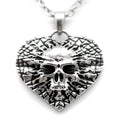 Gothic Skull Heart Pendant Necklace Stainless Steel